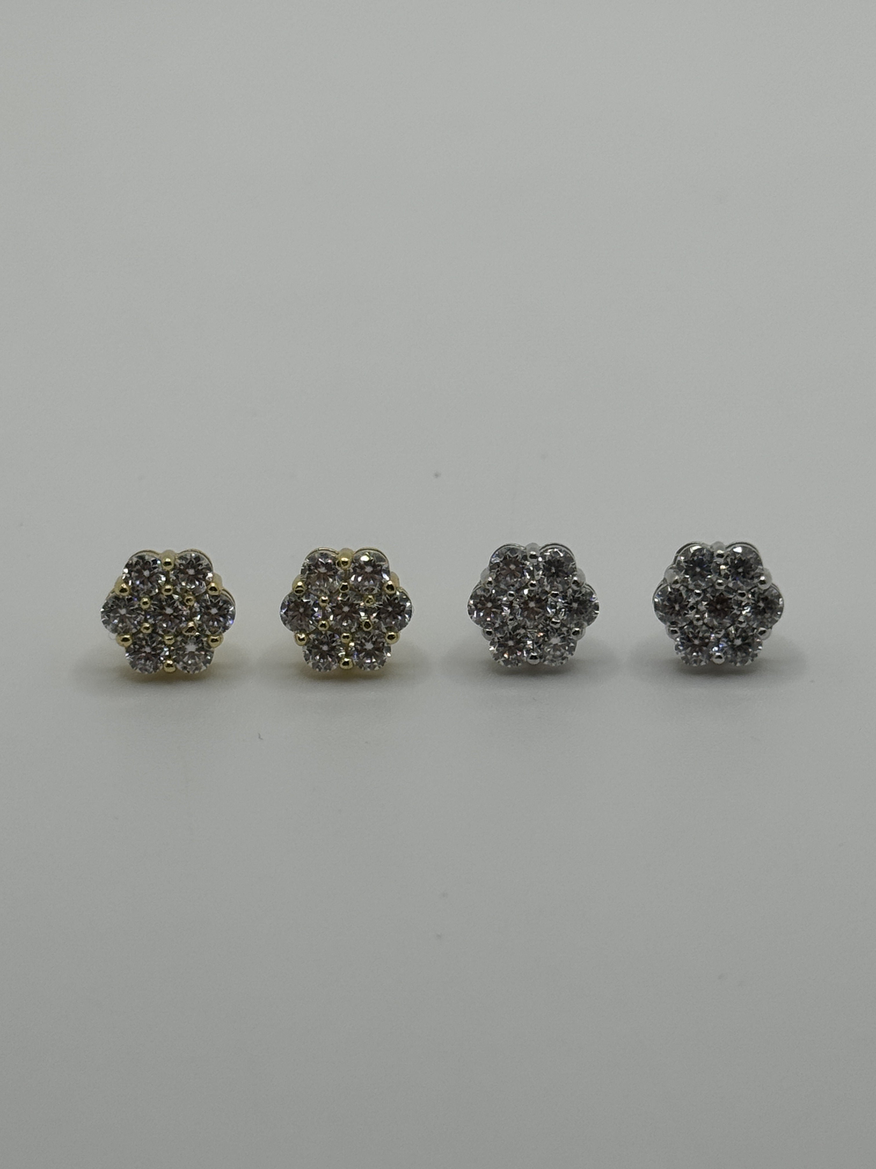 9MM Diamond Cluster Stud Earrings 1.4ct