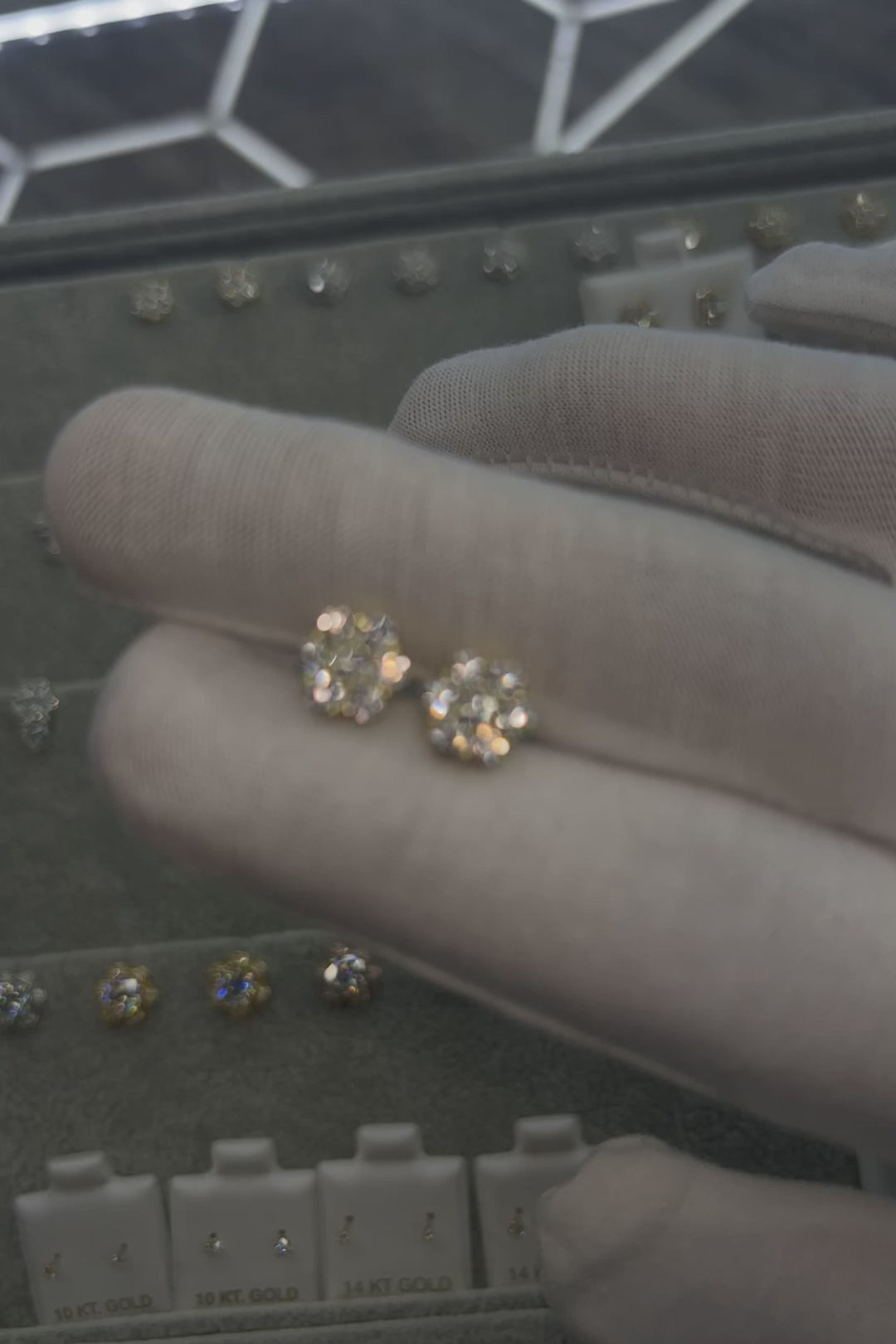 9MM Diamond Cluster Stud Earrings 1.4ct